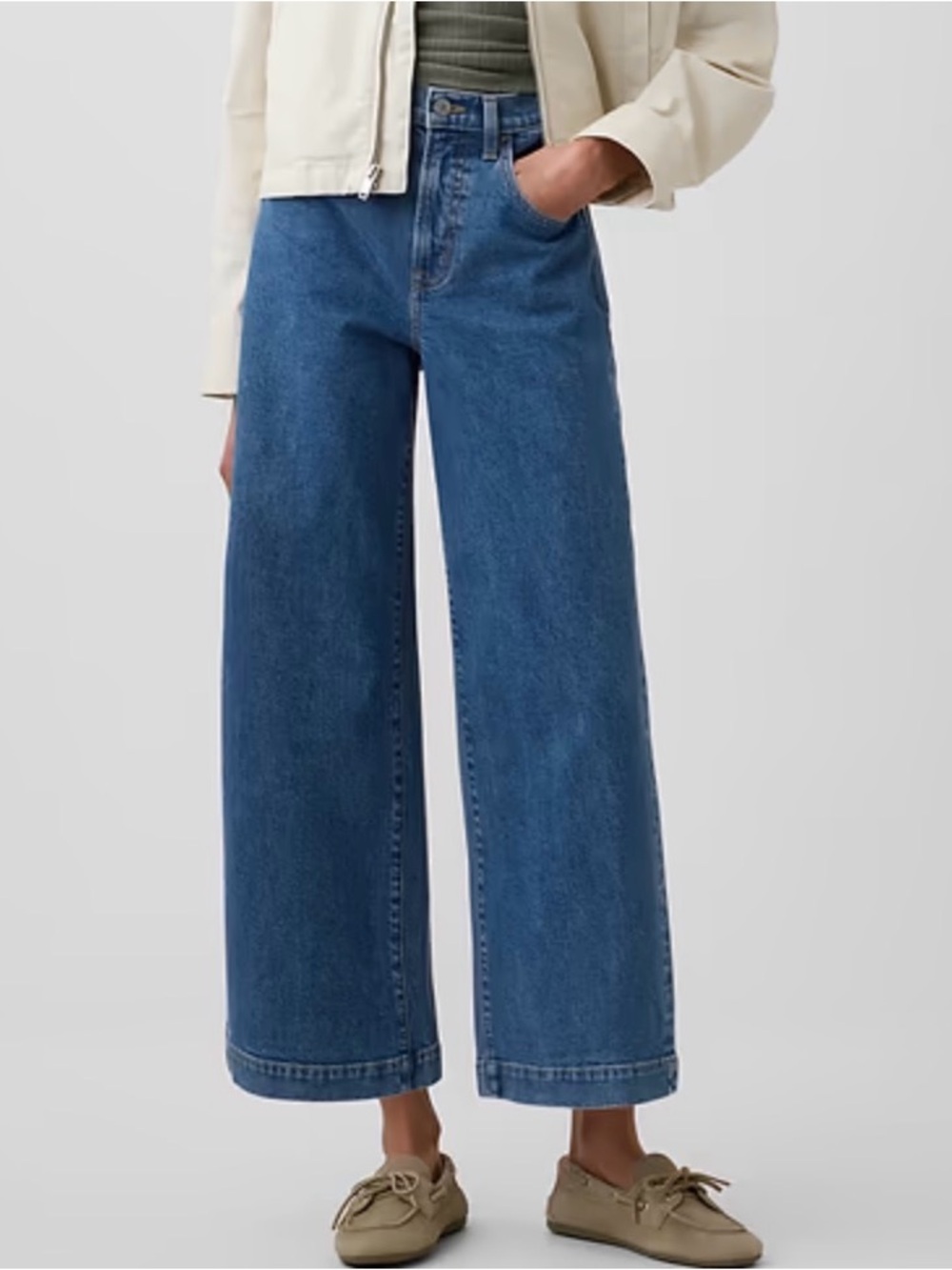 NWT GAP High Rise Wide-Leg Crop Jeans in Medium Wash Size 8/29R